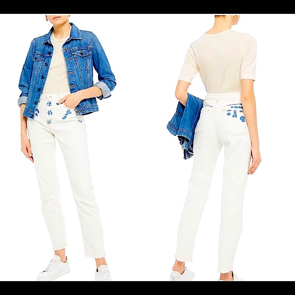 - MAJE Paoline Blanc Straight 10.5 Rise Jeans